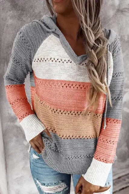Women Hollow Out V Neck Sweaters