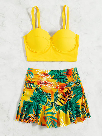 Beachside Paradise Bikini with High-Waist Skirt