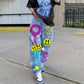 American Street Style Graffiti Print Jeans