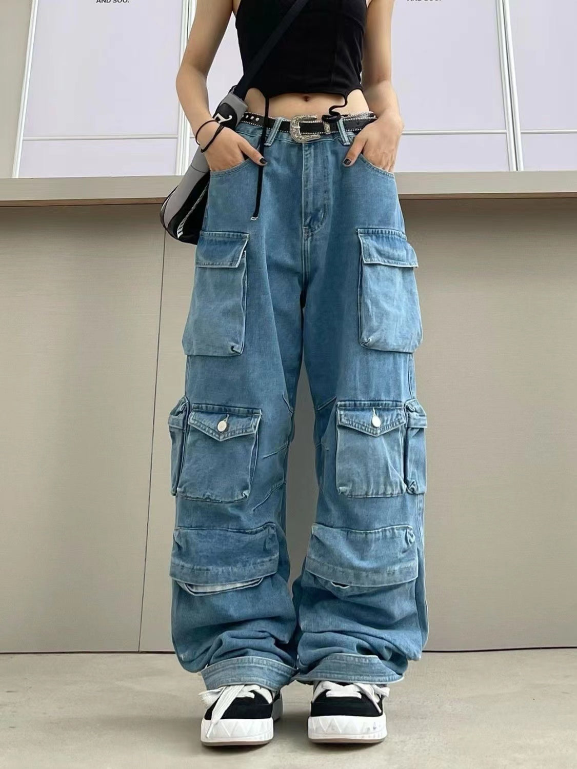 Stylish Multipocket Cargo Denim Jeans for Women