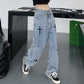Women's Streetwear Cross Embroidery Casual Jeans
