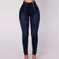 Double Button Fly Skinny Women Jean Tight Trousers