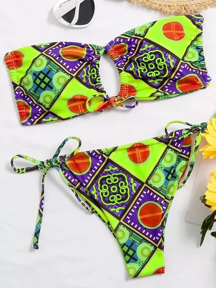 New Geometrical Multi Colored Design Sexy Bikinis For Women