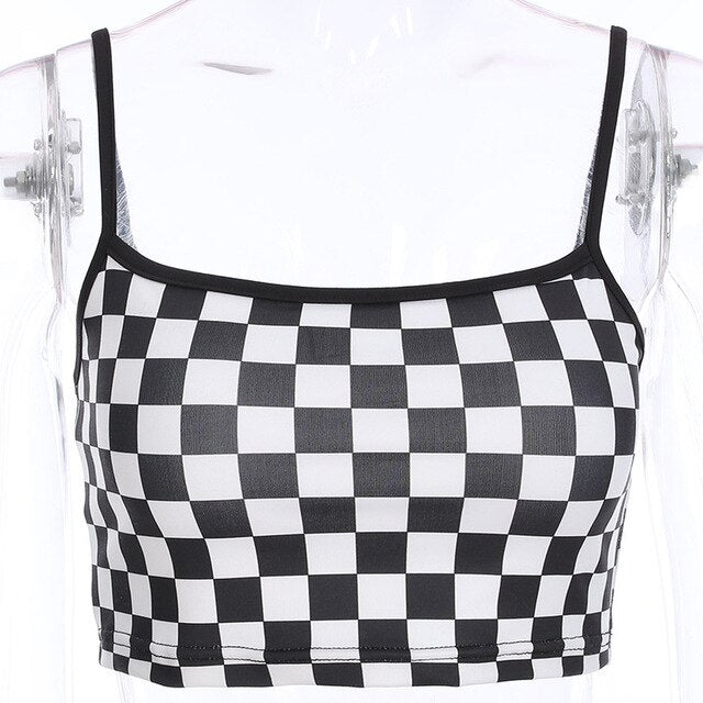 Womens Checkerboard Plaid Pattern Tops