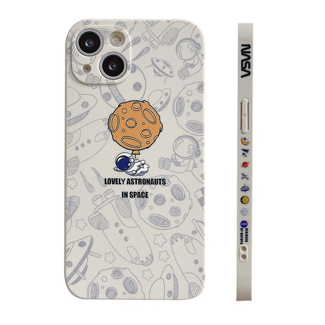 Astronaut Space Fighter Silicone iPhone 14 13 12 Phone Case