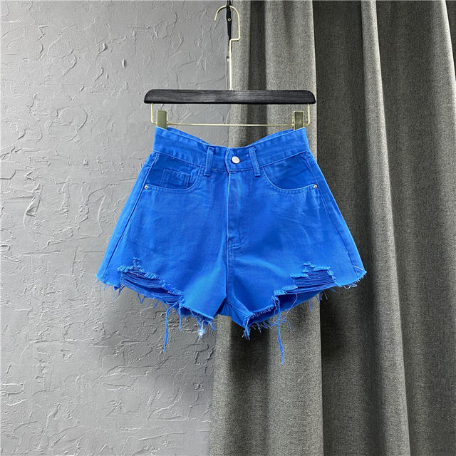 Women's Candy Color Ripped Denim Shorts