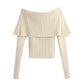 Womens Off Shoulder Knitted Sweater