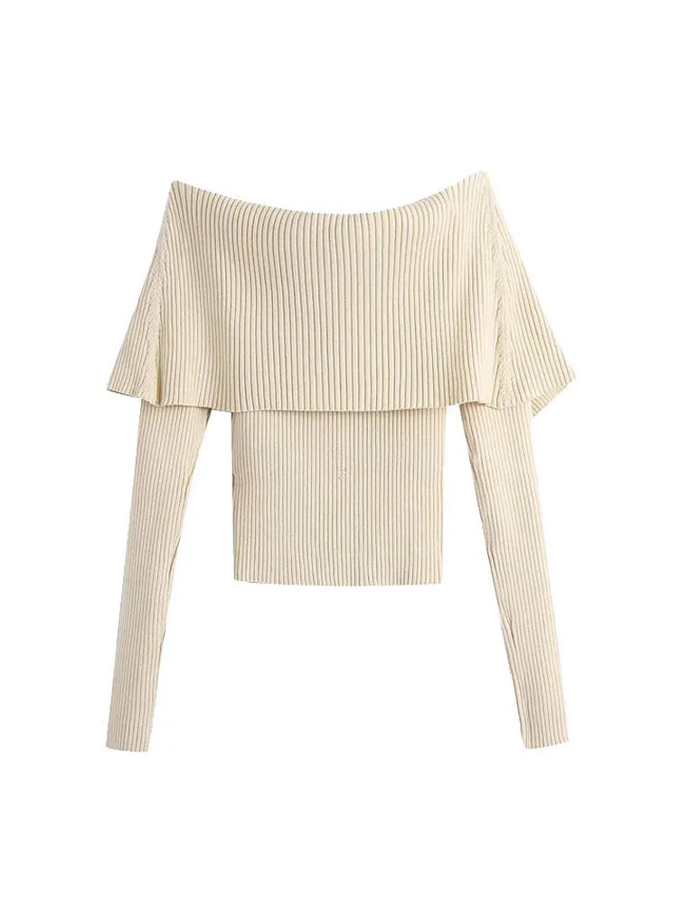 Womens Off Shoulder Knitted Sweater