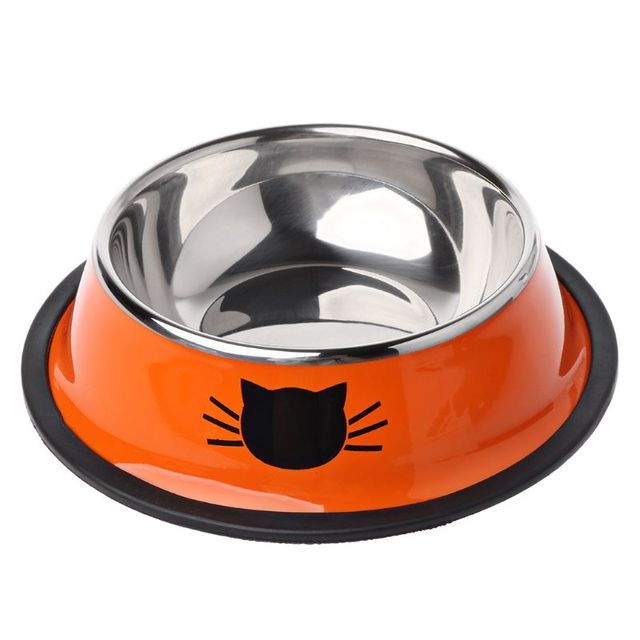 Cats Stainless Steel Cartoon Meow Print Bowl Sets