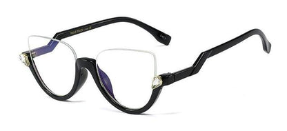 Womens Half Frame Cat Eye Sunglasses