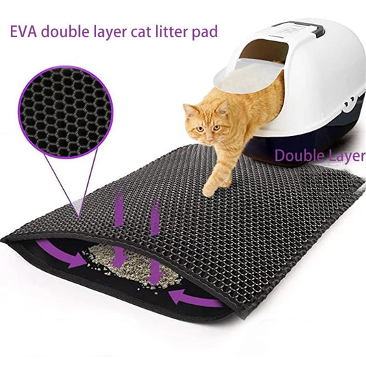 Cats Waterproof Black Double Layer Litter Mat