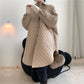 Little Rectangle Slices Design Lapel Collar Thin Black Winter Coat For Women
