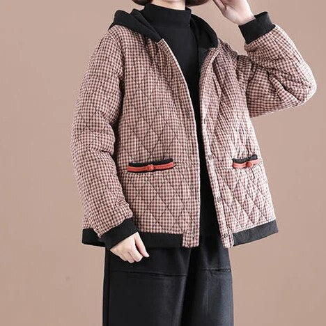 Vintage Plaid Style Thick Warm Outwear Coats For Women