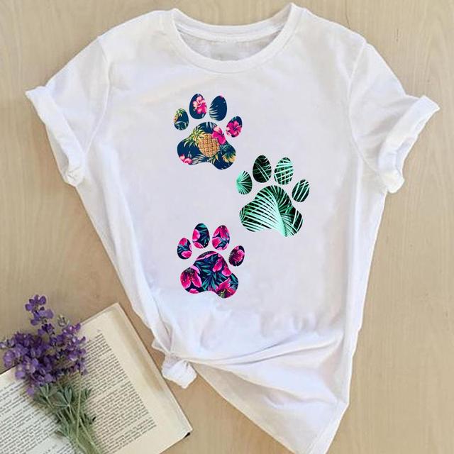 Colorful Cat Paws Graphic Summer T Shirts Women
