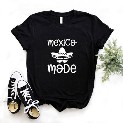 Women Mexican Hat Sweety Cartoon Cat Summer T-Shirts