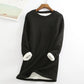 Women Thick Fleece Black Cat Printed Sweater