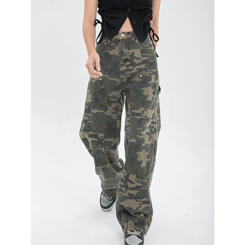Women’s Camouflage Wide Leg Cargo Jeans
