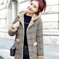 Womens Plaid Wool Thick Velvet Mid Length Coats