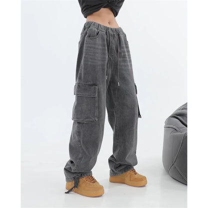 Women’s Vintage Big Pocket Grey Cargo Jeans