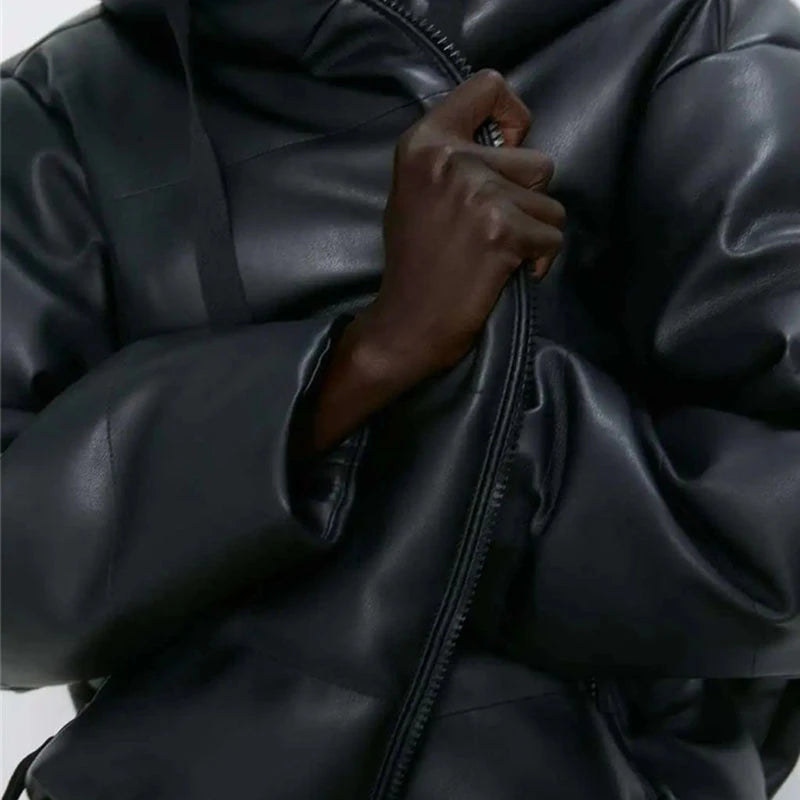 Womens Elegant Hooded Black Coat
