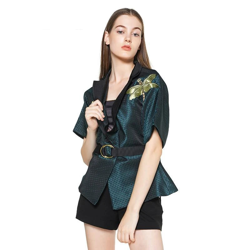 Womens Butterfly Embroidered Kimono Jacket