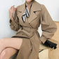 Exclusive Double Breasted Turn Down Collar Windbreaker Coat For Women